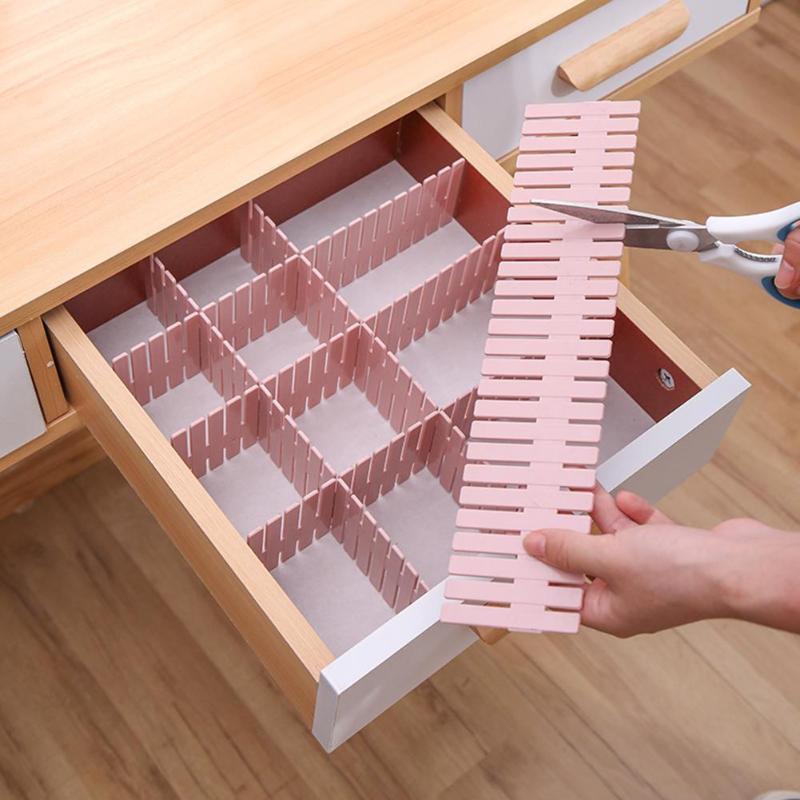 4 stk 37/47cm justerbar plast skuffe skillevæg diy opbevaringshylder husholdnings opbevaring arrangør skillevæg hjem værktøjer