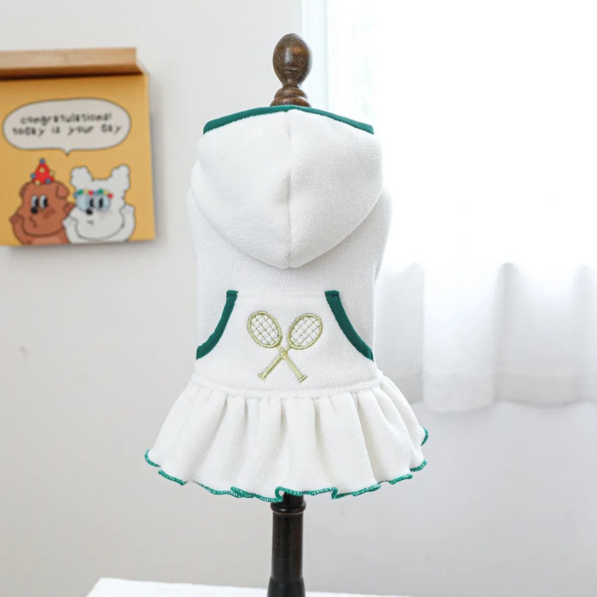 Pet Hooded Plush Hoodie Little Dog Cat Clothes Autumn and Winter Tennis Dress Dog Coat Jacket Puppy Clothes Dog Accessories: XL