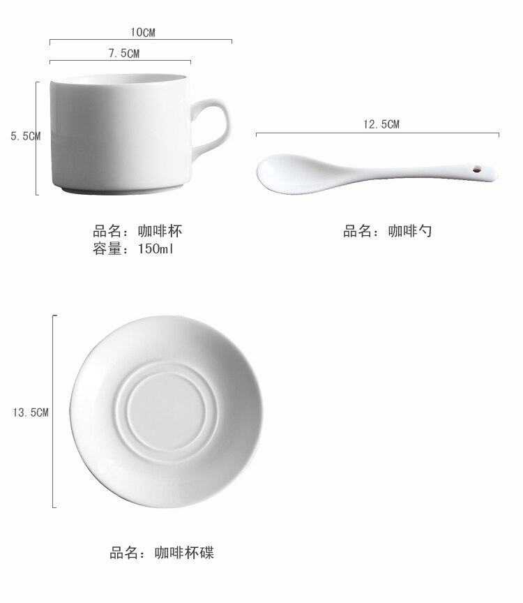 Mini Wit Keramische Kopje Thee Set Met Lepel Cappuccino Herbruikbare Koffie Mok Afternoon Tea Koffie Kopjes Kopjes En Schoteltjes AF50BD