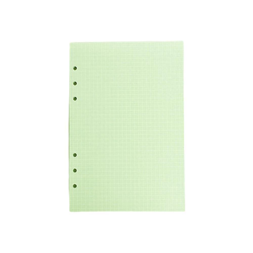 40 Sheets A5 Colorful Filler Papers Page Grid line Inside Pages Planner Filler Papers Loose-Leaf Notebook Accessories 6holes: Green Grid