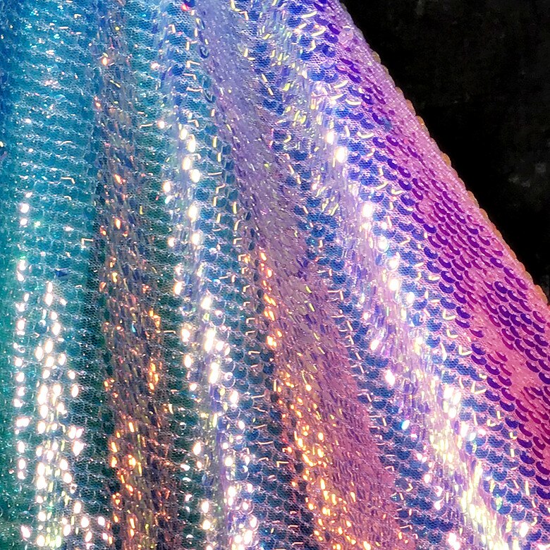 Colorful Rainbow Shiny Special Material Sequin Fish Scale Fabric Drape Dress Fabric 1 Yard