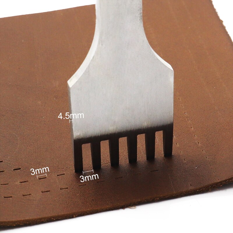 Cincel de cuero de 3mm, herramienta de costura de punzón de diamante, herramienta de artesanía de cuero de hierro, completamente pulido, 1-2-4-6 dientes
