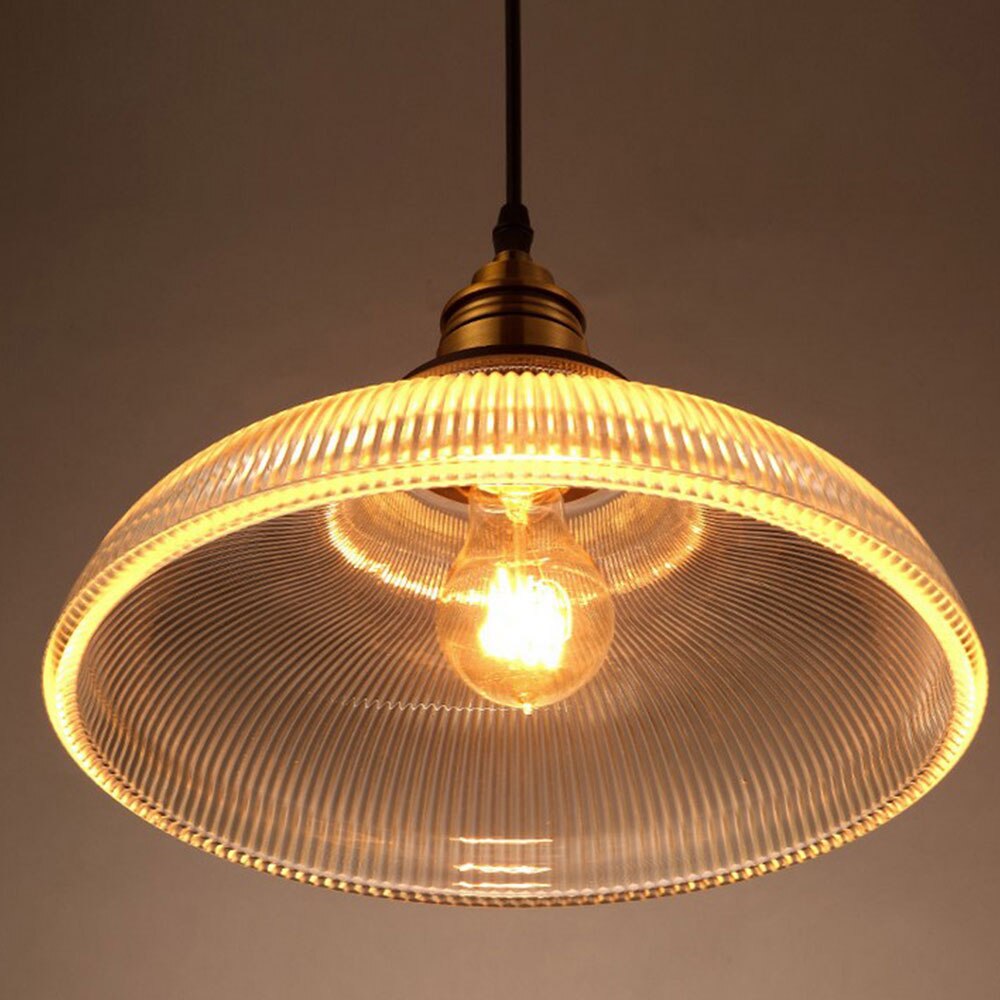 Lampe suspension en verre à rayures, vintage américaine à rayures en verre lampe de salon créative lampe de Bar de Restaurant Simple, la lumière E27