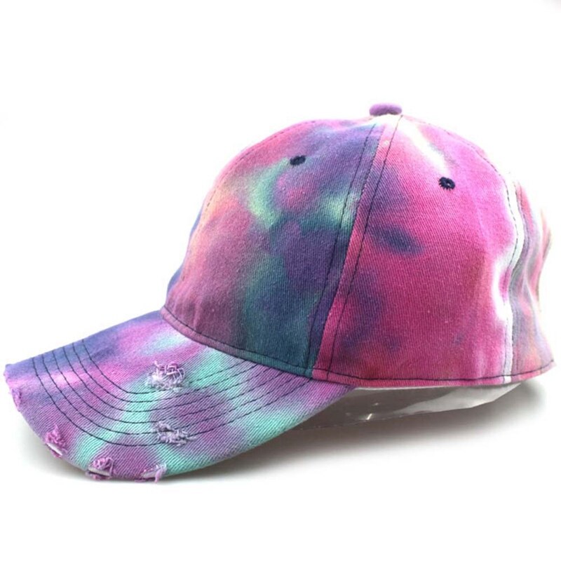 Kvinder sportsvisir kasketter tie dye street style vintage solskærm cap bred skygge rejse hip-hop justerbar hat snapback: C