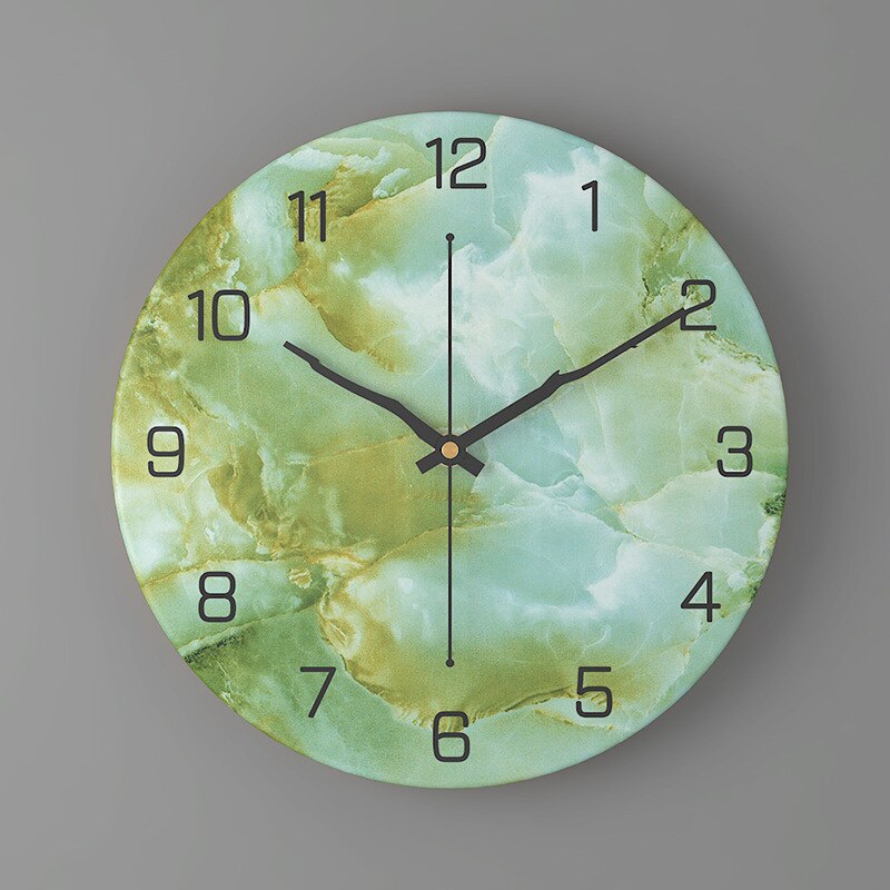 Imitation Marble Clock European Style Home Living Room Wall Clock Bedroom 30cm Metal Digital Clock: 07 Metal