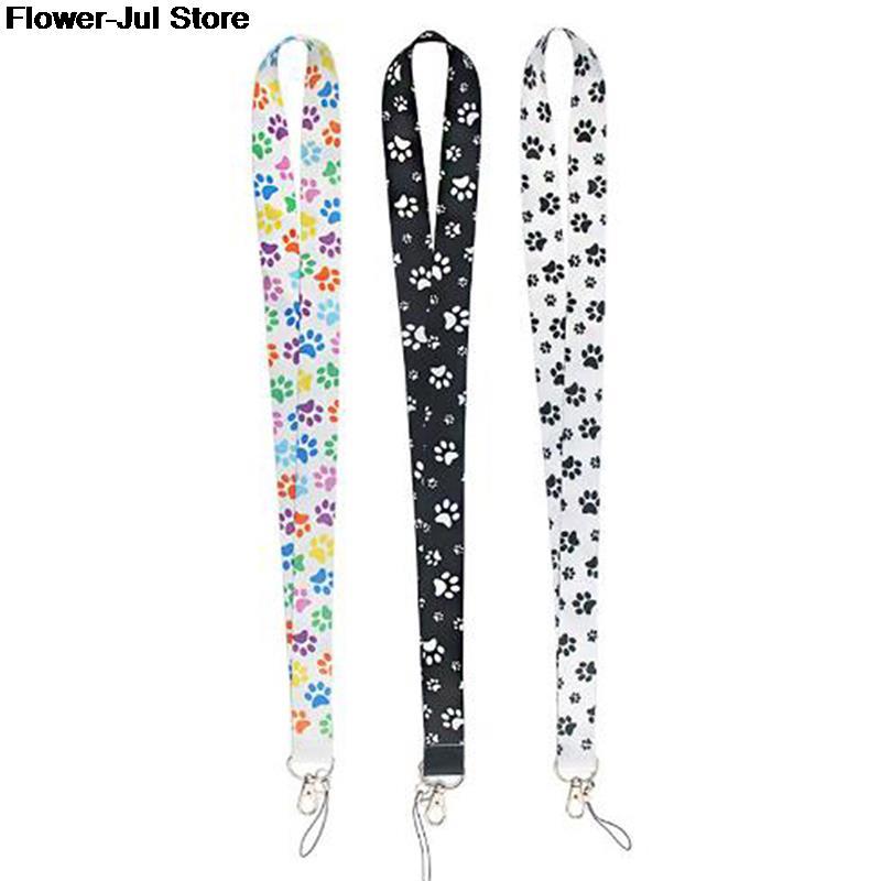 1Pc De Voetafdrukken Van Schattige Hond Stijl Terylene Telefoon Strap Vrouwen En Mannen Mobiele Telefoon Key Neck Lanyard