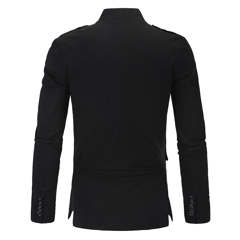 Stand Mannen Mode Blazers Kraag Business Work Party Prom Casual Pak Jas Mao Stijl Slim Fit Jeugd Dagelijks Leven grijs Zwart