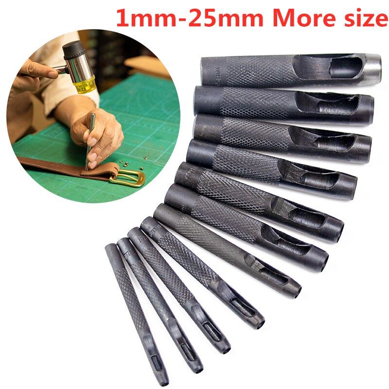 1 Punching Leather Hole Punch Round Steel Leather Craft Hollow Hole Punch 1mm-25mm Metal Gaskets Plastic Rubber Tools