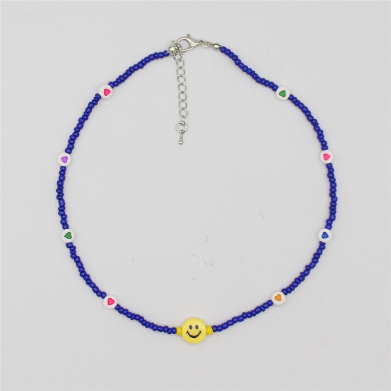 Bohemia Handmade Rainbow Beads Personality Random Color Heart Choker Necklace Women&#39;s Smiley Clavicle Collares Jewelry: 9