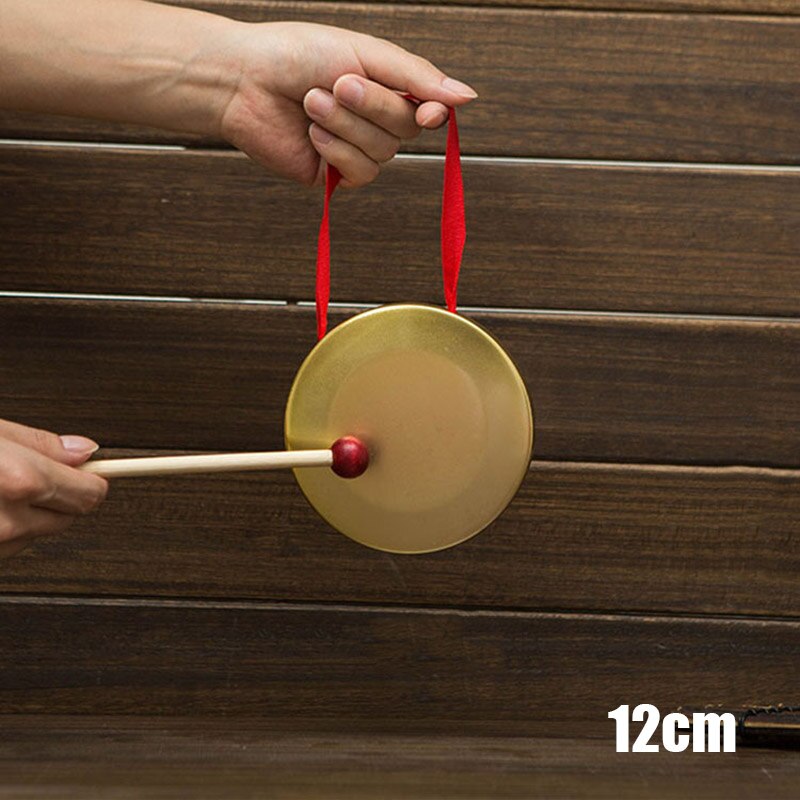 Gong de mano con palo de madera folclórico tradicional china instrumento Musical de juguete para niños JAN88: 12cm