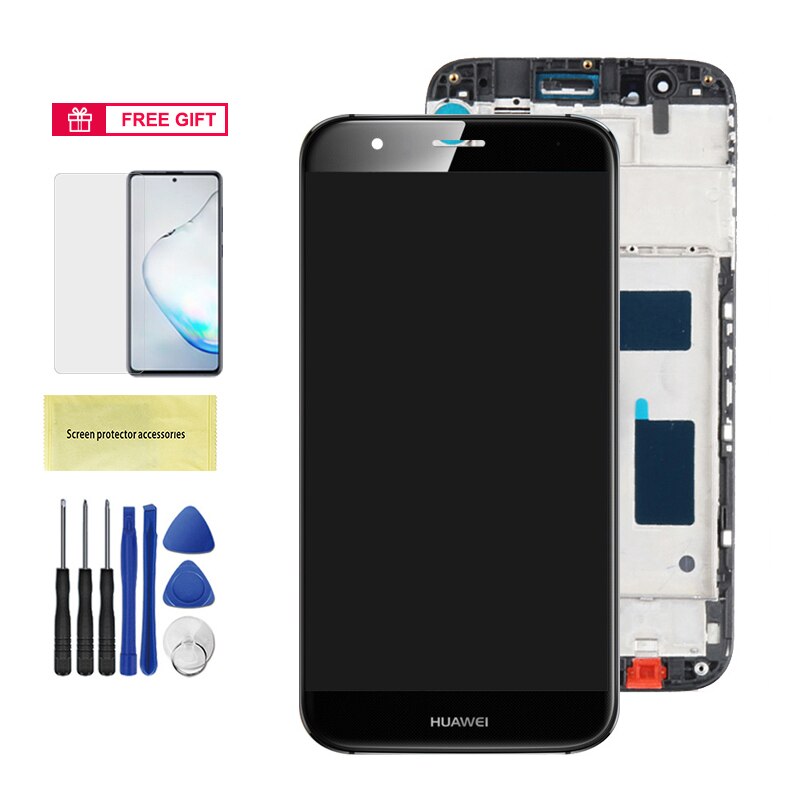 opprinnelig 5.5 '' skjerm til huawei  g8 gx8 lcd-skjerm berøringsskjerm digitaliseringsenhet med ramme til huawei  g8 rio -l01 l02 l03: Svart med ramme