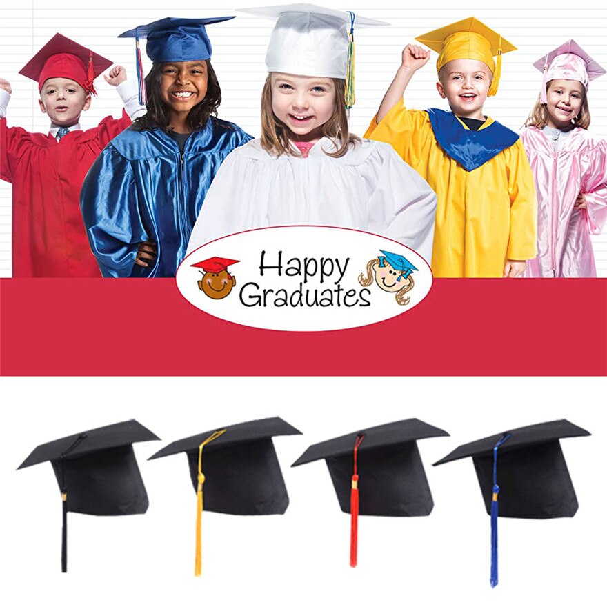Voksne børn universel justerbar bachelor hat gradueringshue med kvast justerbar fotografering hurtigt