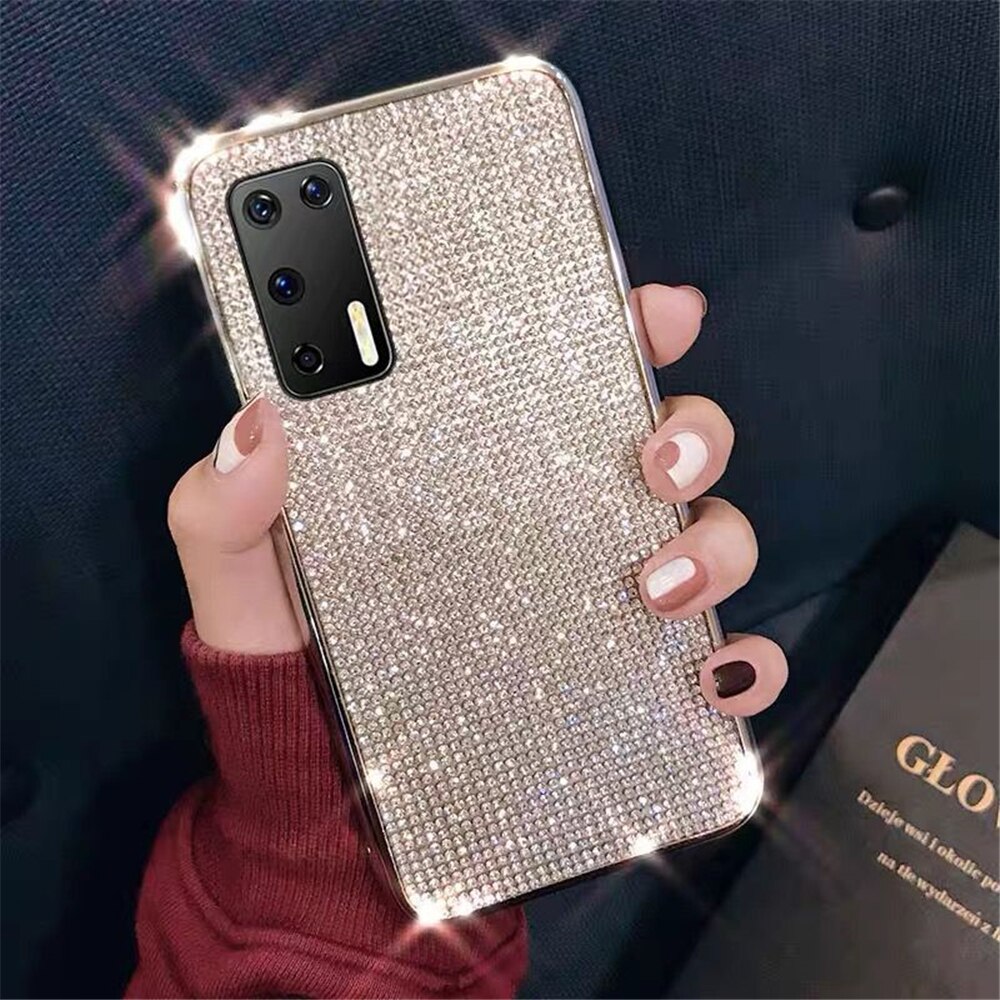 Funda de teléfono de lujo con diamantes brillantes para Huawei P40 P30 P20 Lite Mate 10 20 30 Pro V20 V30 PRO funda trasera de silicona suave con diamantes de imitación: V20