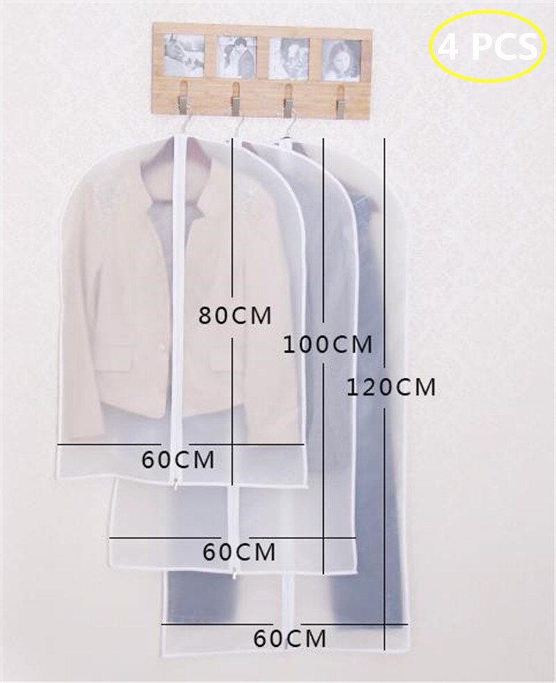 5 pcs/lot Clothes Dust Cover EVA waterproof Transparent Wrinkle Free Clothing Cover Garment Suit Bag Dress Home Storage Bag: zipper  60x120cm