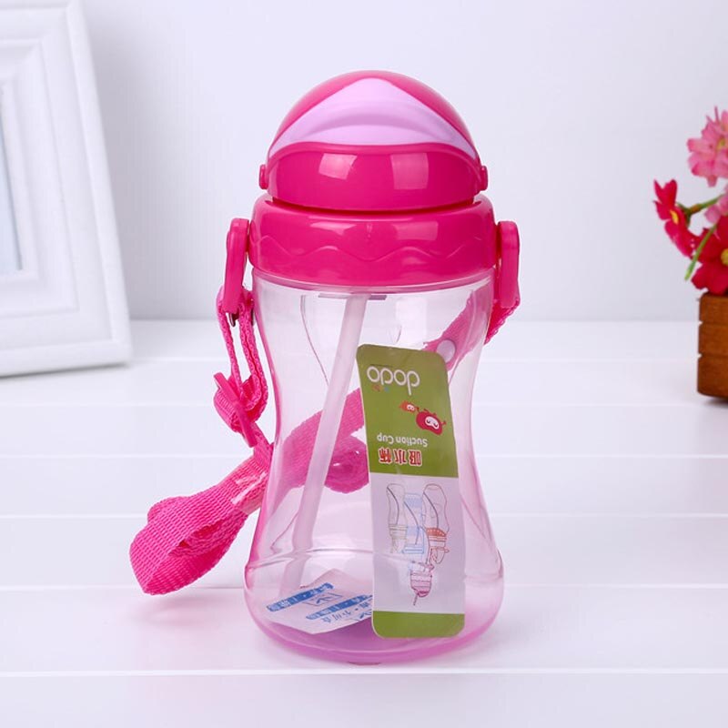 420ml søde babyflaske spædbarn nyfødte børn lærer at fodre drikke halmflaske børn halmjuice vandflasker træningskop: Yh2939 lyserøde