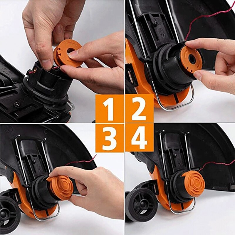 10Ft 0.065Inch Line String Trimmer Replacement Spool For Worx WA0010 String Trimmers Autofeed Spool (6 Spool, 1 Cap)
