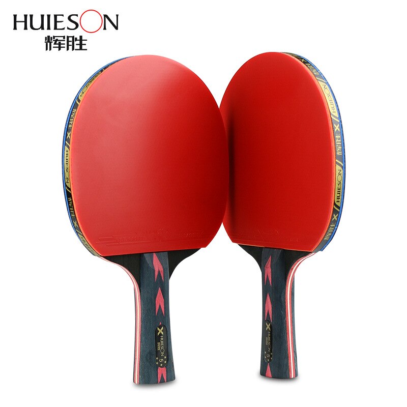 Huieson Carbon Tafeltennis Racket 5 Ster Dubbele Gezicht Puistjes-In Rubber Krachtige Ping Pong Paddle (Geen Ballen): 2pcs long handles