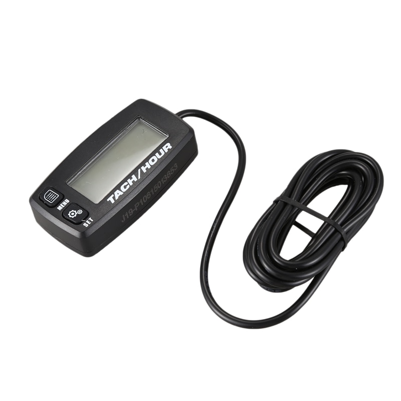 1 Pcs Black Tachometer Digital Inductive Tach Hour Meter Resettable Revolution Counter for Motorcycle Marine Boat ATV Snowmobile
