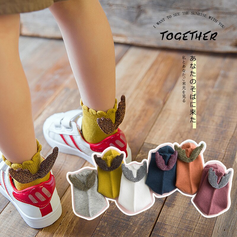 Autumn Cute Doll Wings Candy Colors Cotton Cartoon Baby Tube Socks Kids Short Tube Leg Warm 1-8 T