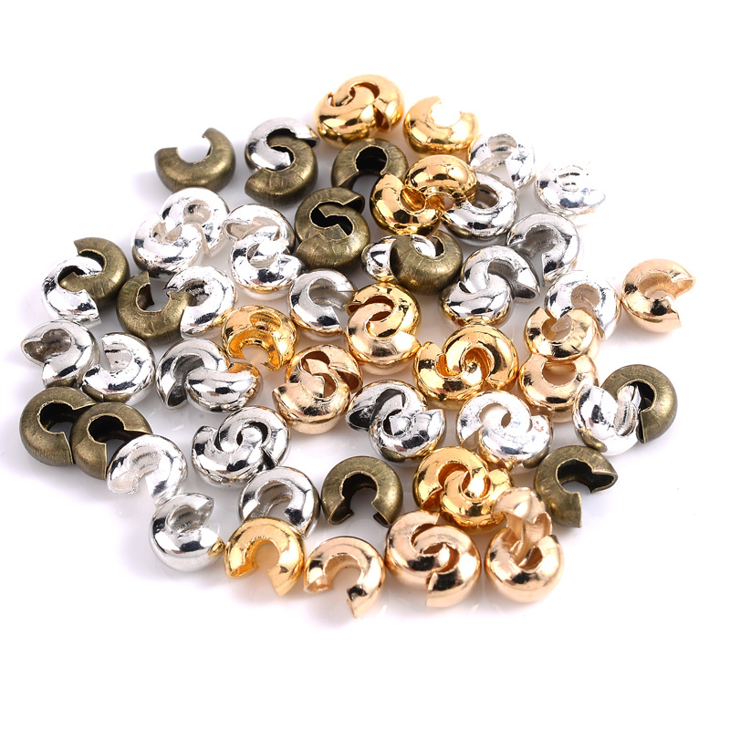 100pcs Half Round Open Crimping Beads Stopper For DIY Bracelet Necklace Jewelry Crafts Making Accessories Material Supplies: L / PURPLE