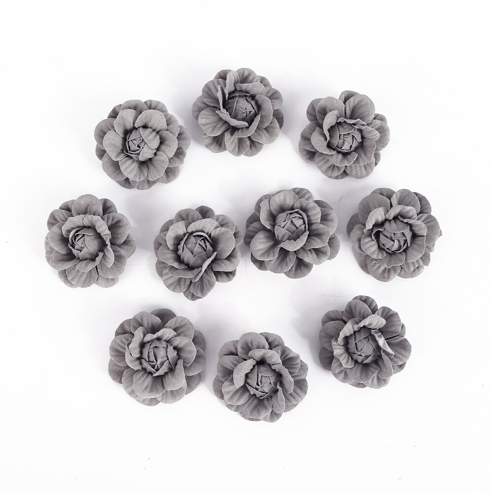10Pcs Kunstmatige Milieuvriendelijke Bloem Microfiber Bloemen Hoofd Home Decor Wedding Garland Decoraties Diy Haar Corsage Accessoires: 08A zyt16-gray