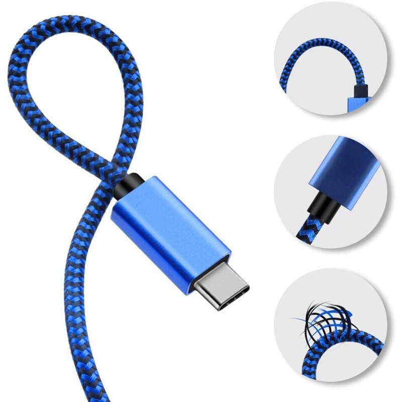 USB-C Ladekabel - 1.8m 45W PD - für Surface Pro 7 Go 2 6 2 3 Book: Schwarz und blau