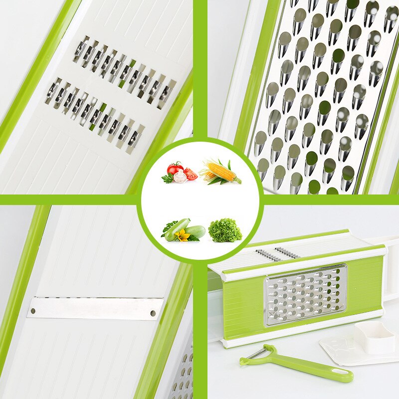 6-in-1 Grater Box Multifunction Fruit and Vegetable Cutters Shredder Slicer Peeler Cookware Set with Container Box