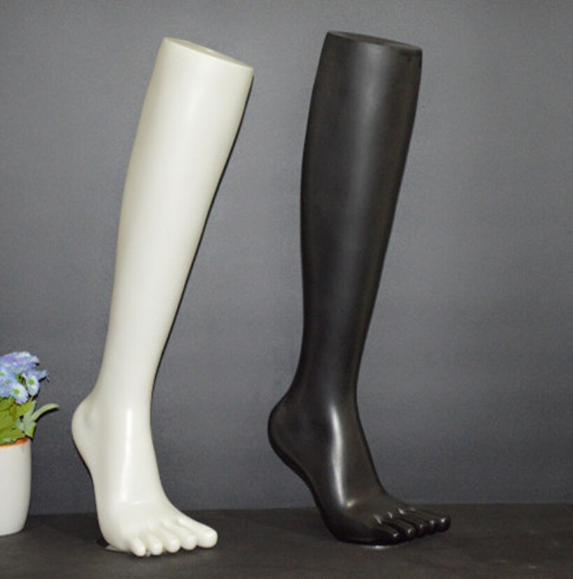 1 Pc Female Mannequin Feet Plastic Stand Mid Silk Socks Dummy Part Leg Five Open Toes Foot Black Color