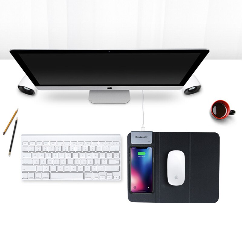 Brookstone folding wireless charging mouse pad, mobile phone holder suitable for mobile phone and mouse, mobile power bank