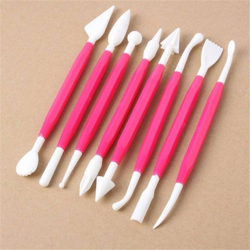 8 Stks/partij 16 Patronen Fondant Cake Decorating Bloem Suiker Ambachtelijke Modelling Gereedschap Klei Fondant Cake Decorating Tool: red