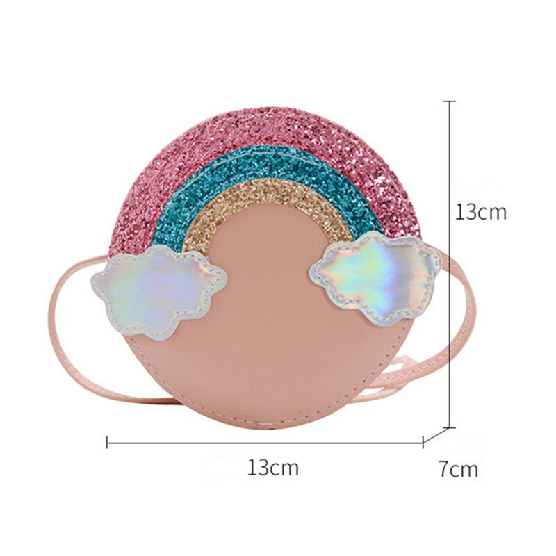 Skinnende mini børnehåndtaske pu nitte børne skuldertaske regnbue slik skiftetasker børneaften fest fødselsdag pung tasker