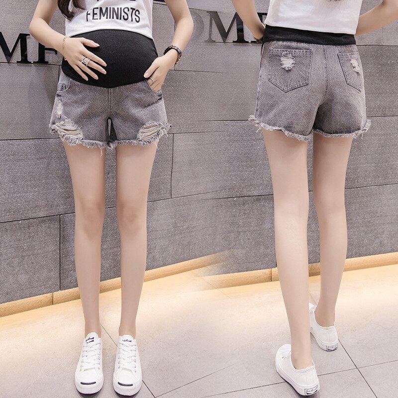 Ødelagte kvinde jeans shorts højtaljede denim gravide jeans til gravide shorts graviditet jeans capris gravide tøj