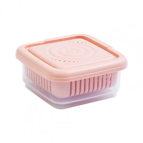Storage Holder Multi-use Double Layer PP Kitchen Drainage Food Holder for Home Herb Spice Vegetable Fruit Storage Boxes: Pink / S