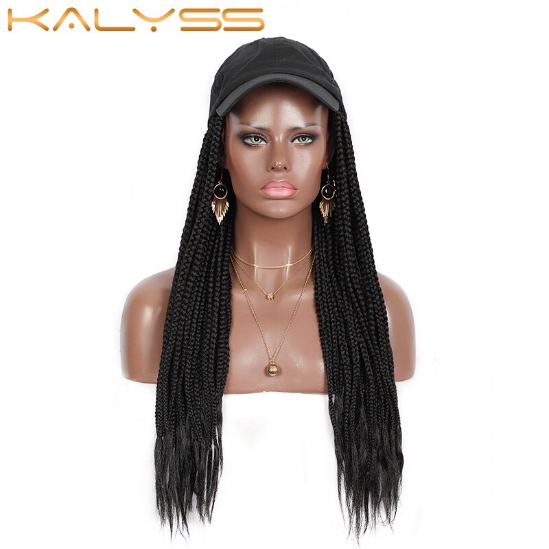 Kalyss Capdo 20 ' Box Gevlochten Met Zwarte Hoed Voor Zwarte Vrouwen Synthetische Vezels Pruik Hoed Zwart Lui Haar voor Vrouwen