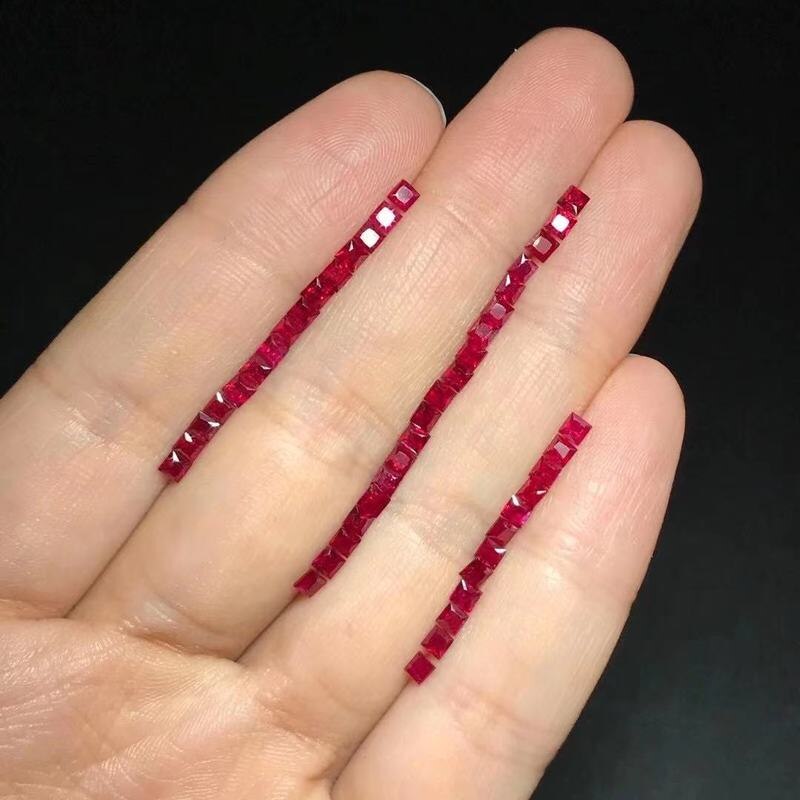 Natuur Red Ruby Vierkante 2.5mmm Losse Stenen Voor Oorbellen Maken Losse Edelstenen Voor Sieraden Maken