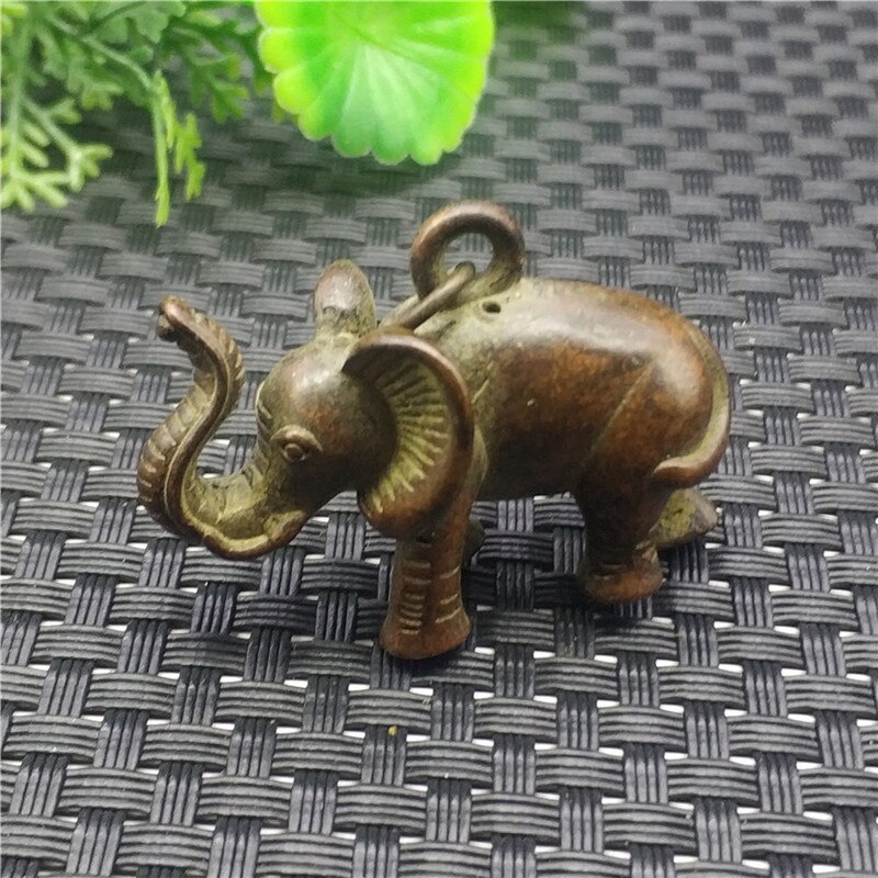 Chinese Brons Carving Olifant Hand-Gemaakt Messing Effen Kleine Olifant Fortuin Olifant Dier Standbeeld Kleine Hanger