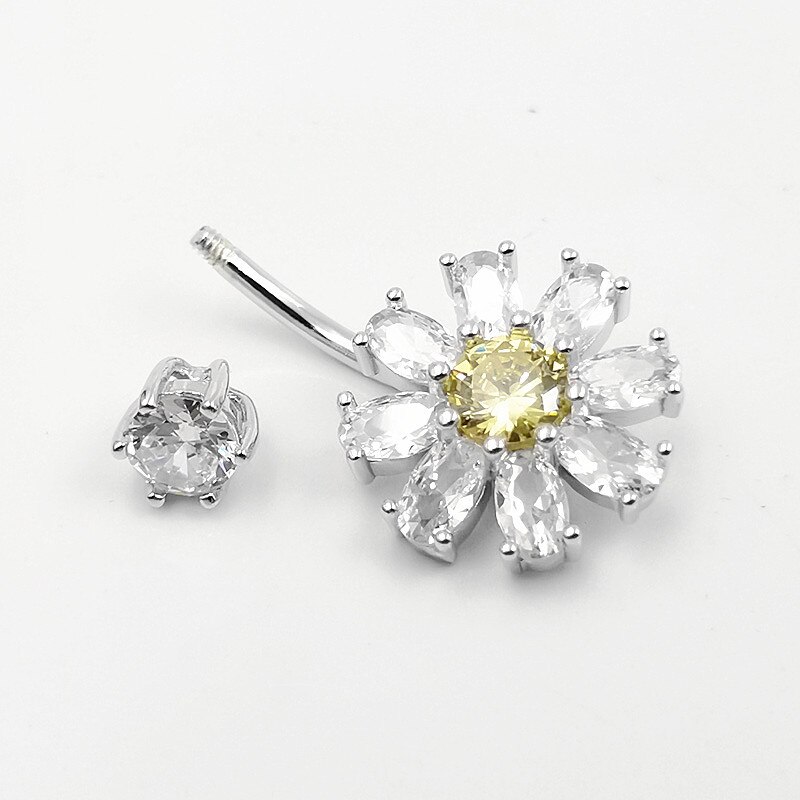 Anneau de nombril en argent Sterling 925, bijoux de ventre en forme de fleur, 1 pièce