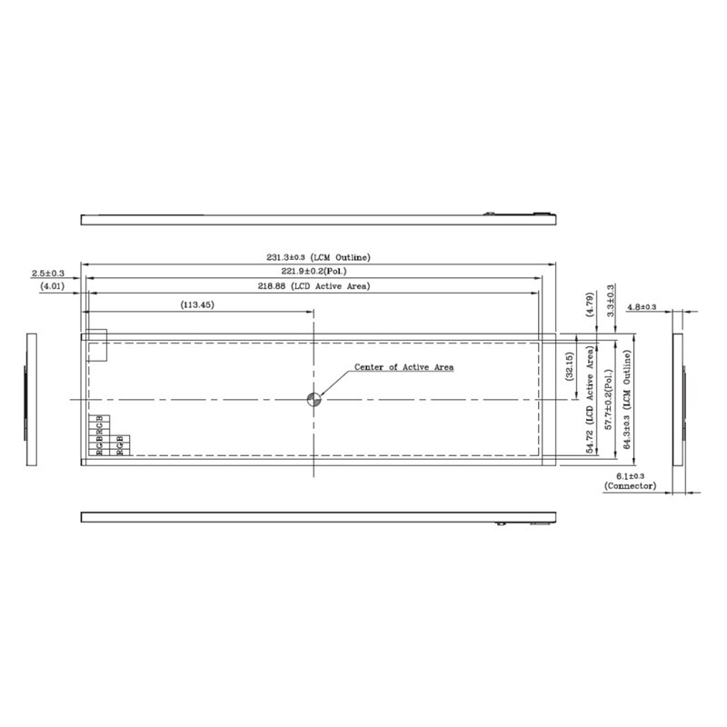 8.8 Inch Long HSD088IPW1 HDMI TO MIPI 1920 x 480 Seconds Display