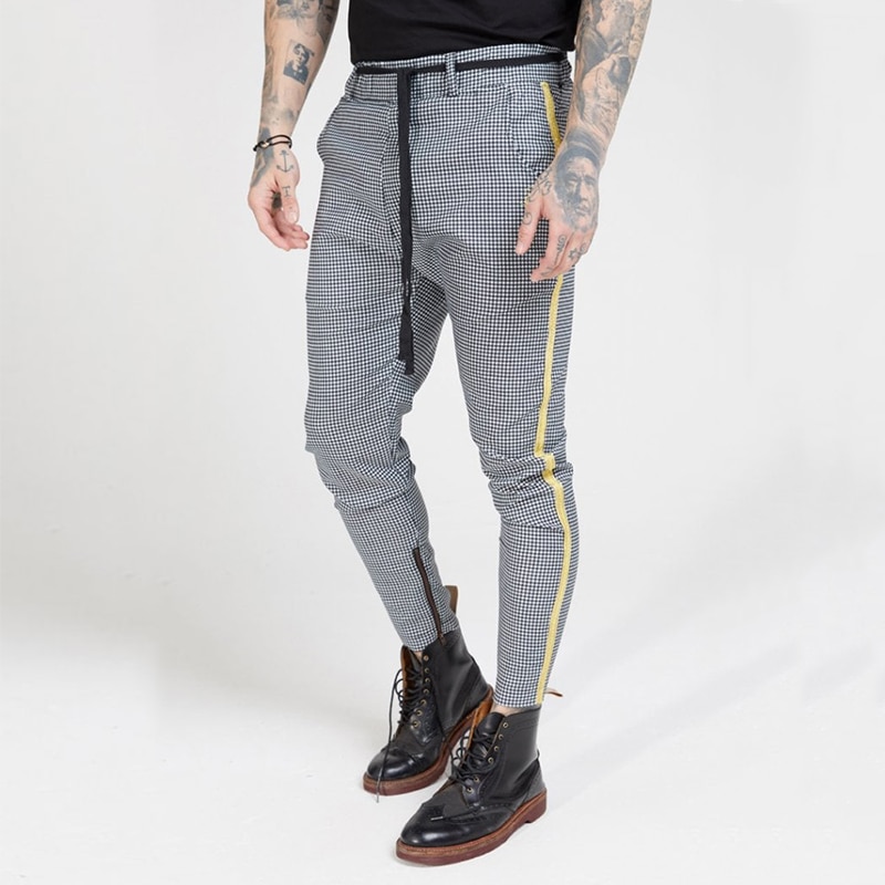 Plaid Hosen Männer Hüfte hüpfen Streetwear Jogginghose Dünne Hosen Männer Turnhallen Kleidung Chino Herren Jogger Hosen