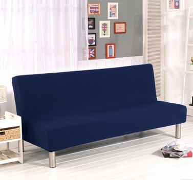 Solid Color Solid Sofa Cover Elastic fabric sofa cover Sofa Slipcover Candy Green All-inclusive Cover For Couch Without Armrest: navy blue