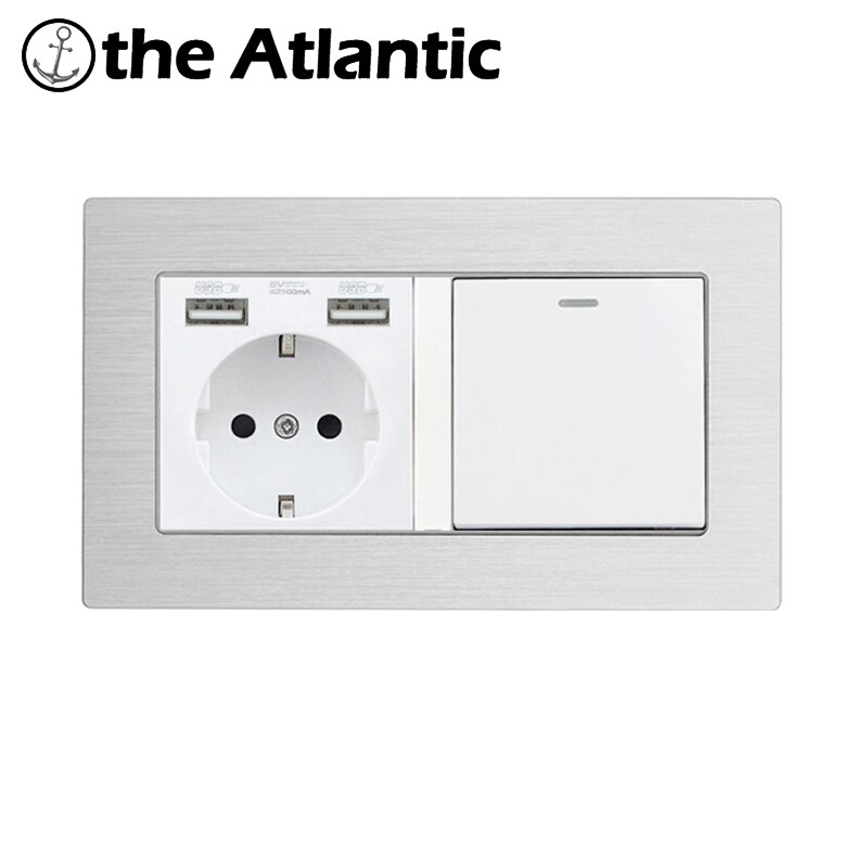 Atlectric DE alimentación DE enchufe DE la UE toma USB DE pared Puerto 1, 2, 3, 4 luz interruptor basculante doble zócalo DE salida 146mm * 86mm interruptor pared,pulsador,sensor de movimiento luz,swich