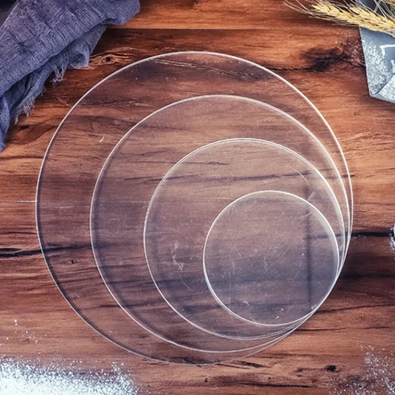 10PCS 10/15/20/25/30cm Round Acrylic Cake Disk DIY Art Blank Board Cake Tool Tray Transparent Panel for DIY Project Art Painting
