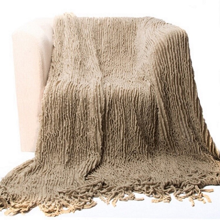 Battilo 100%  acryl casual banksprei woondecoratie gebreide deken , 130*170cm: Donker kaki