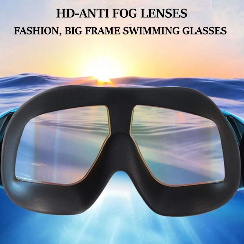 Waterproof Comfortable Silicone Big Frame Polarized Swim Glasses Anti-Fog UV Protection Swimming Goggles for Men Women
