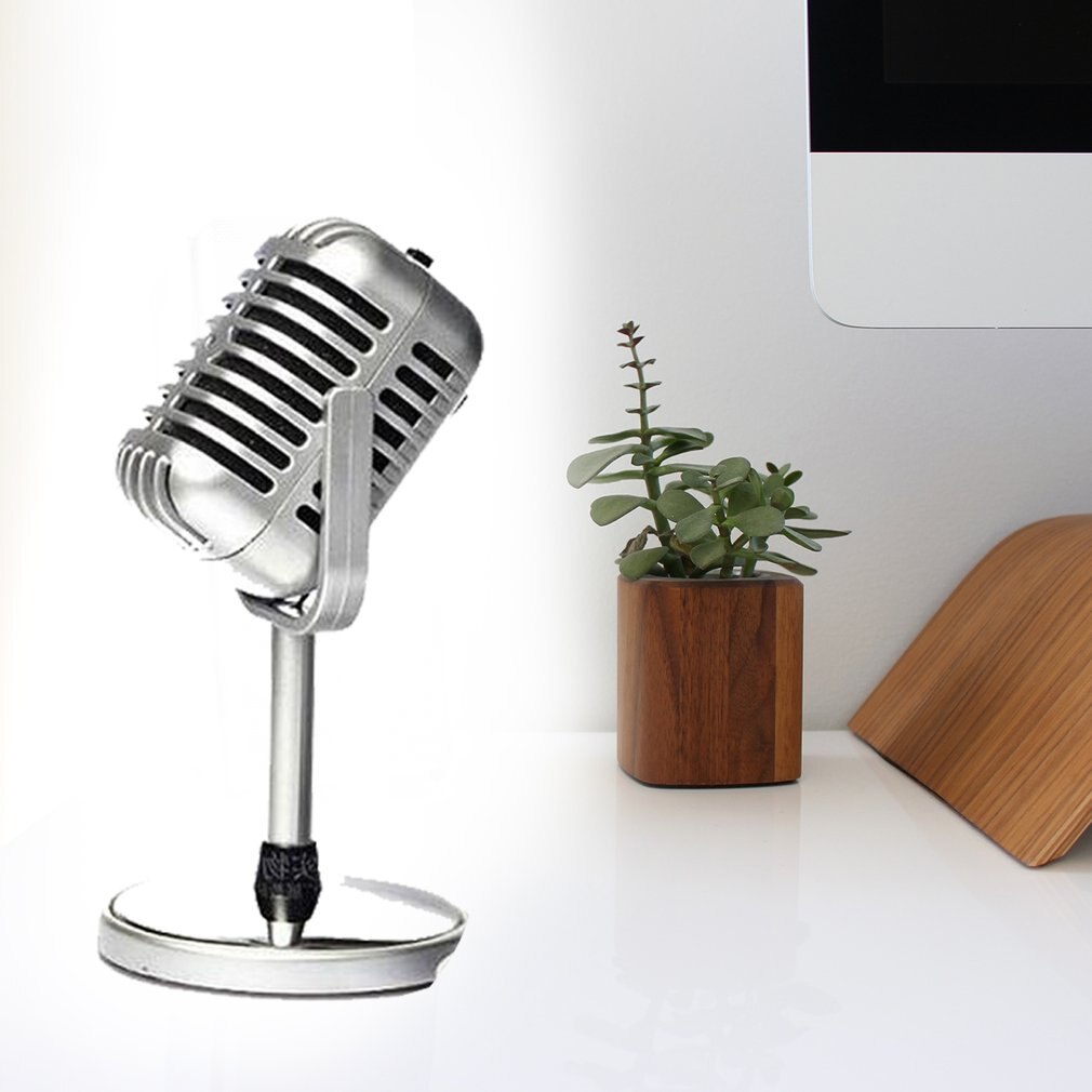 Micrófono de Estilo Vintage para estudio, micrófono de condensador clásico Retro con soporte, micrófono KTV