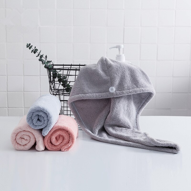 Toalla de microfibra para el pelo para mujer, Toalla de baño de secado rápido, superabsorbente, gruesa, para adultos, gorro de secado para cabello