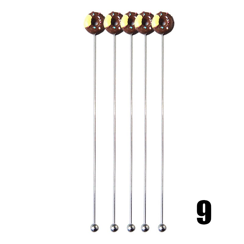 5pcs Kitchen Stainless Steel Doughnut Donuts Coffee Tea Spoon Set/Stirring Stick/Fruit Dessert Pastries Fork Set Donut fork spoo: 9