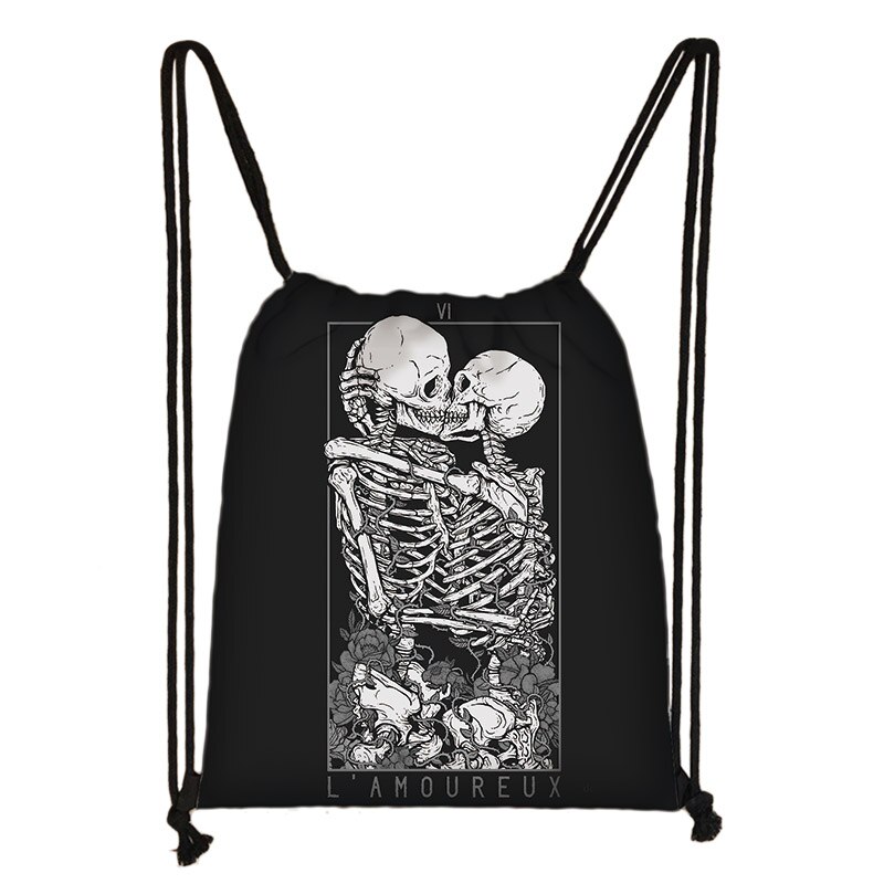 Mochila Cool Death Skull para hombre y mujer, bolsa de viaje con cordón, para guardar zapatos, de lona: skdmohuan11cw