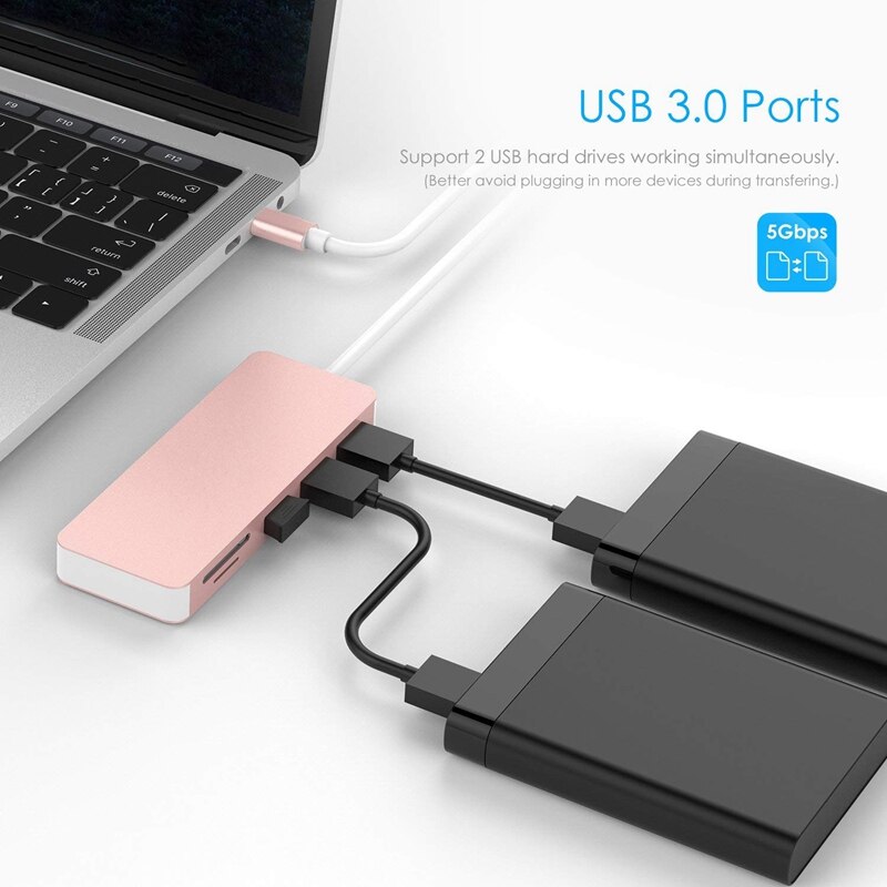 TYPE-C 5 In 1 Docking Station Sd, Tf Ondersteuning: windows Me/2000/Xp/Vista/Nt/7/8, mac Is Geschikt Voor Alle Usb C Apparaten