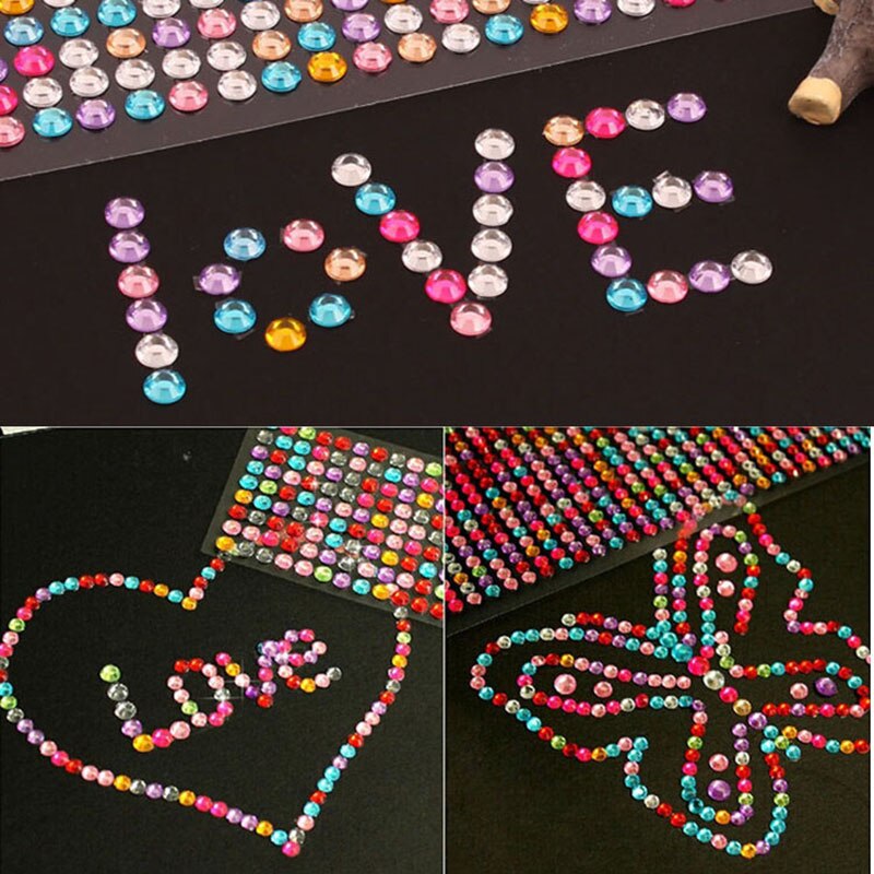 5mm Steentjes Acryl Zelfklevende Stickers Sparkle Gems Craft DIY Decal Scrapbooking Steentjes Stickers PC Mobiele Decor